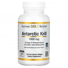 California Gold Nutrition, Масло антарктического криля, комплекс омега-3 фосфолипидов с астаксантином, натуральный клубничный и лимонный вкус, 1000 мг, 120 капсул из рыбьего желатина California Gold Nutrition, Масло антарктического криля, комплекс омега-3 фосфолипидов с астаксантином, натуральный клубничный и лимонный вкус, 1000 мг, 120 капсул из рыбьего желатина
